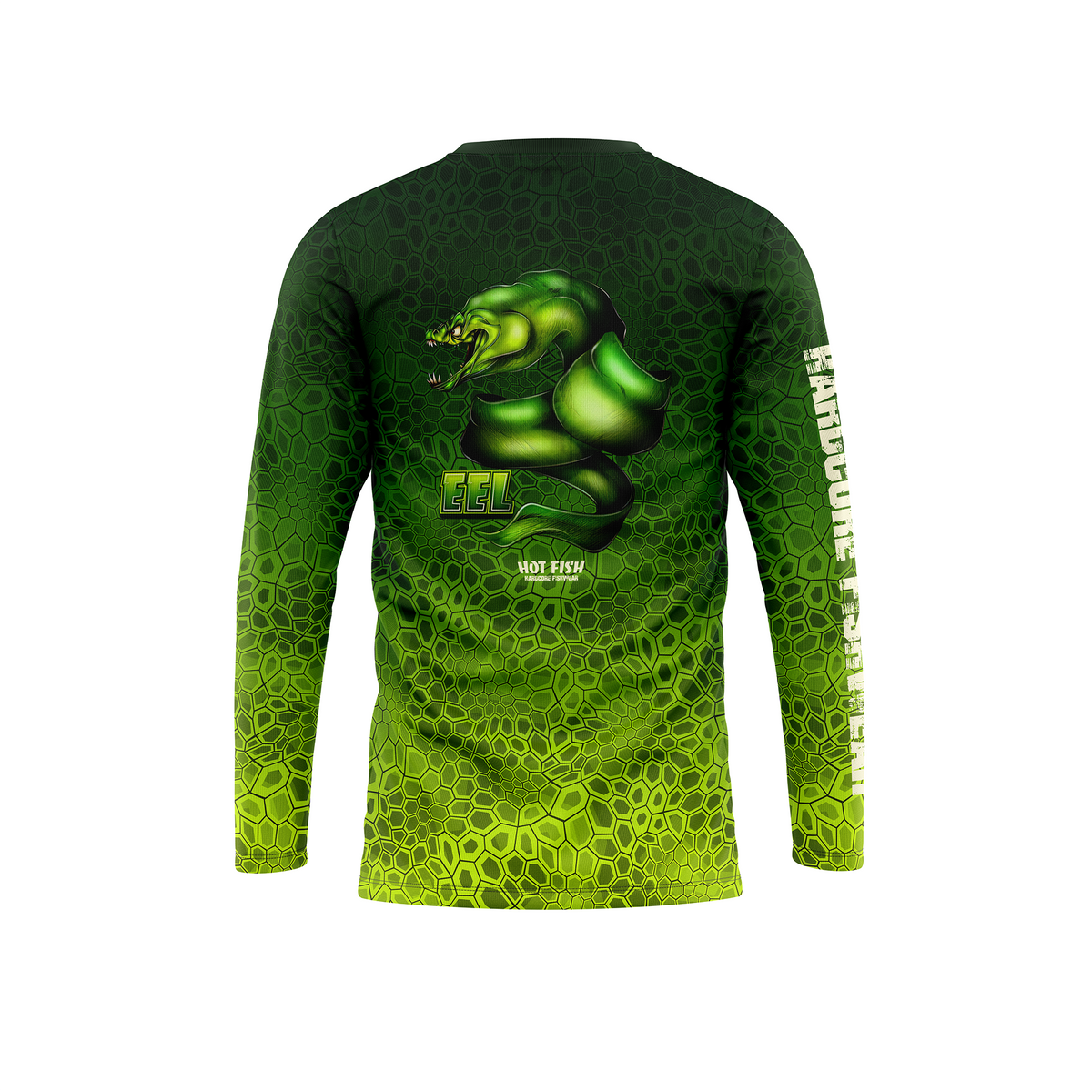 HOT FISH EEL - Men’s Long Sleeve Fishing Shirt – UPF Protection - Green - back