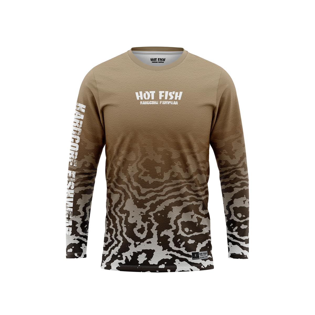 HOT FISH GROUPER - Men’s Long Sleeve Fishing Shirt – UPF Protection - Gray - front