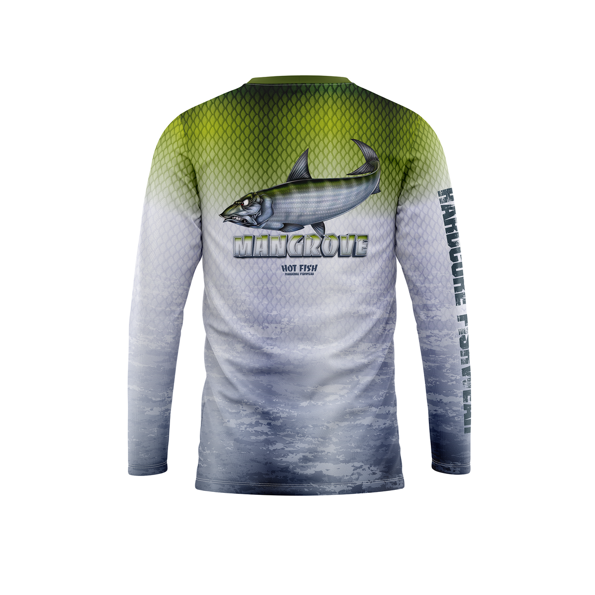 HOT FISH MANGROVE - Men’s Long Sleeve Fishing Shirt – UPF Protection - Green - back