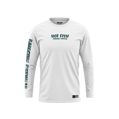 HOT FISH BARRACUDA - Men’s Long Sleeve Fishing Shirt – UPF Protection - White - front