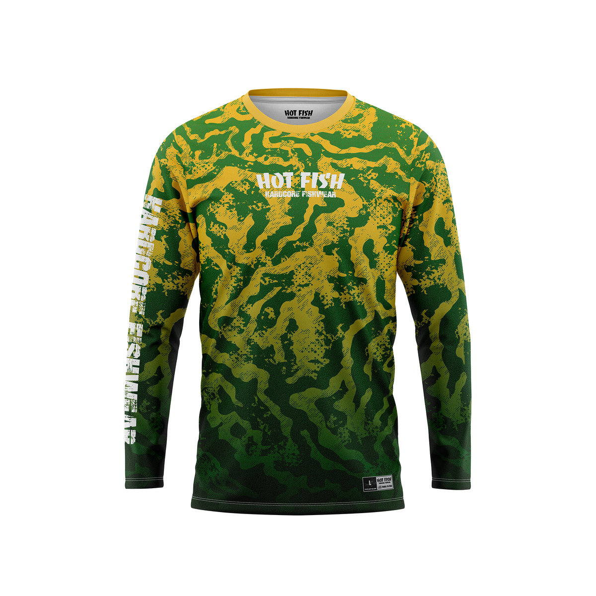 HOT FISH BUTERFLY - Men’s Long Sleeve Fishing Shirt – UPF Protection - Green - front