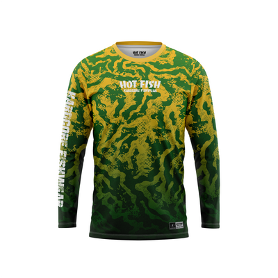 HOT FISH BUTERFLY - Men’s Long Sleeve Fishing Shirt – UPF Protection - Green - front