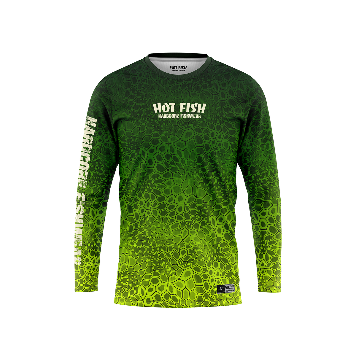 HOT FISH EEL - Men’s Long Sleeve Fishing Shirt – UPF Protection - Green - front