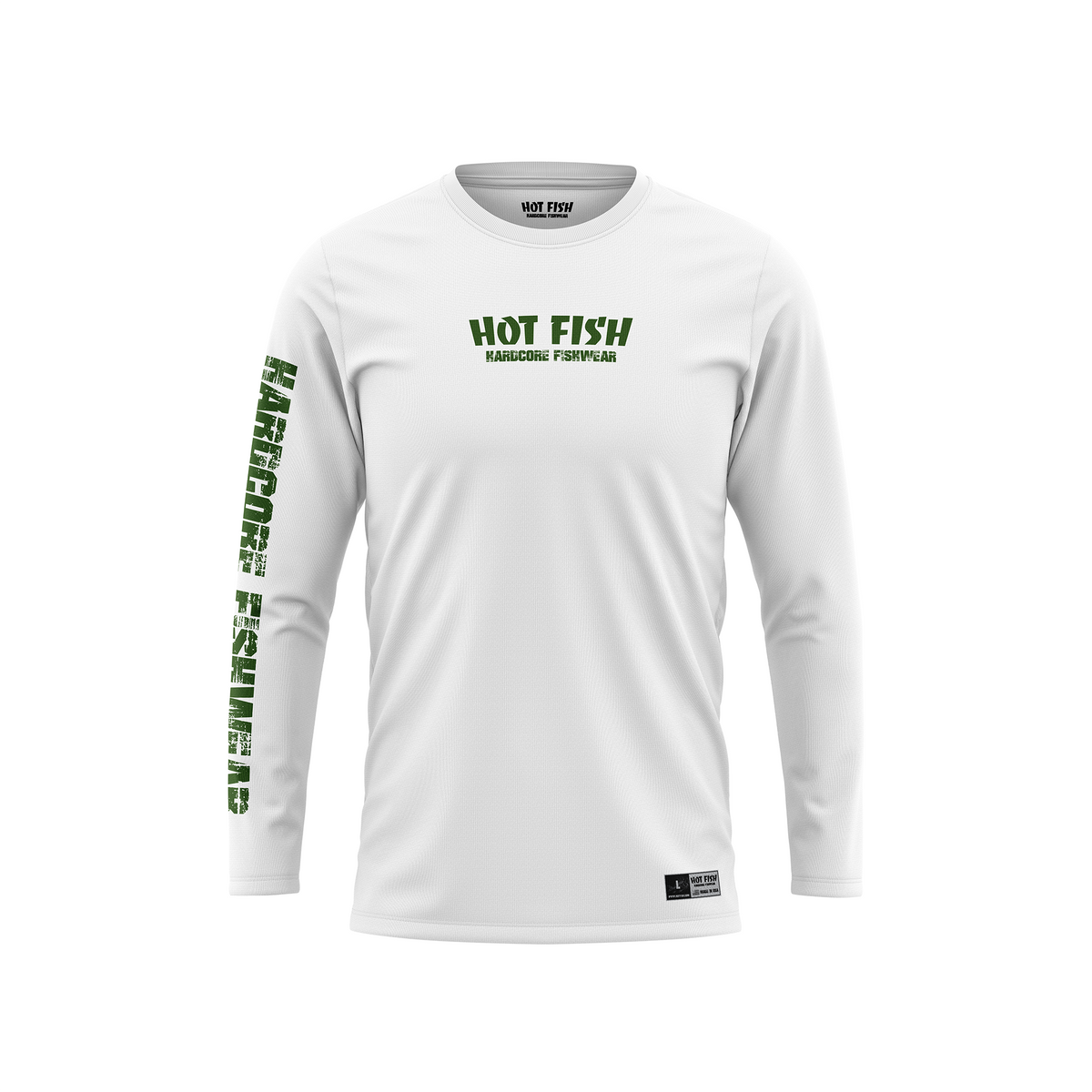 HOT FISH EEL - Men’s Long Sleeve Fishing Shirt – UPF Protection - White - front