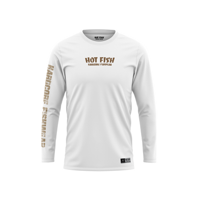 HOT FISH GROUPER - Men’s Long Sleeve Fishing Shirt – UPF Protection - White - front
