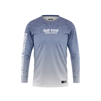 HOT FISH HAMMERHEAD - Men’s Long Sleeve Fishing Shirt – UPF Protection - Blue - front