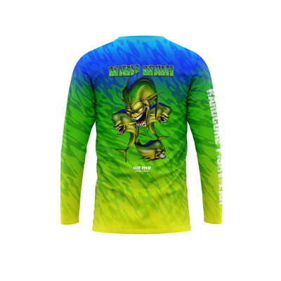 HOT FISH MAHI MAHI - Men’s Long Sleeve Fishing Shirt – UPF Protection - Green - back