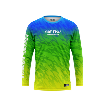 HOT FISH MAHI MAHI - Men’s Long Sleeve Fishing Shirt – UPF Protection - Green - front