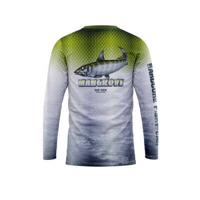 HOT FISH MANGROVE - Men’s Long Sleeve Fishing Shirt – UPF Protection - Green - back