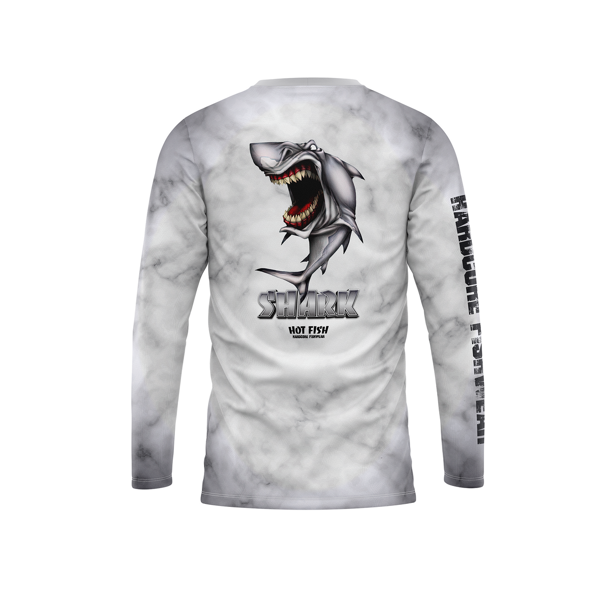 HOT FISH SHARK - Men’s Long Sleeve Fishing Shirt – UPF Protection - Gray - back