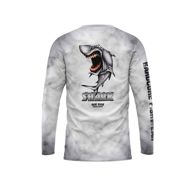 HOT FISH SHARK - Men’s Long Sleeve Fishing Shirt – UPF Protection - Gray - back