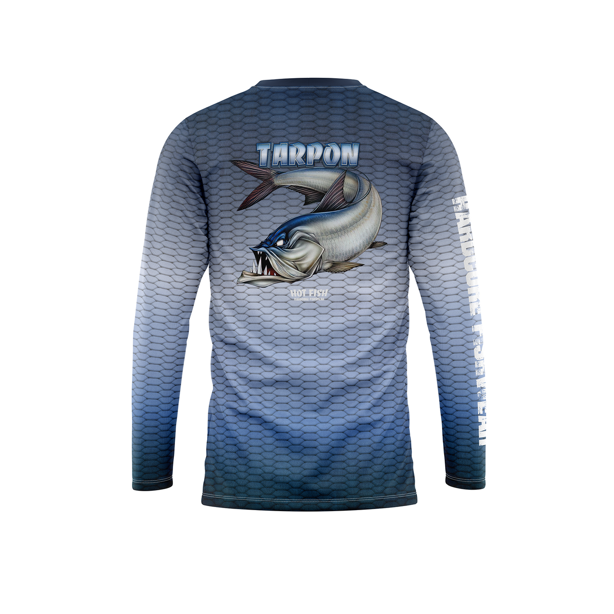 HOT FISH TARPON - Men’s Long Sleeve Fishing Shirt – UPF Protection - Blue - back