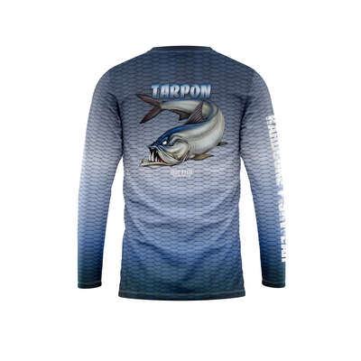HOT FISH TARPON - Men’s Long Sleeve Fishing Shirt – UPF Protection - Blue - back