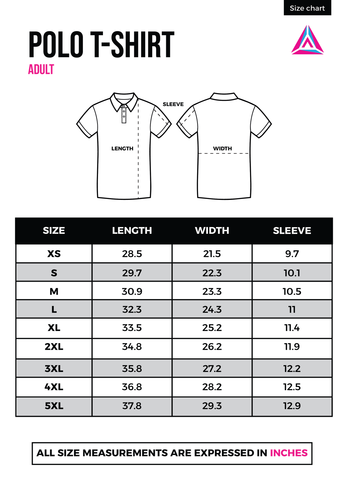 polo size chart adult – Artcify Miami