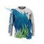 HOT FISH SHARK - Men’s Long Sleeve Fishing Shirt – UPF Protection - White - front